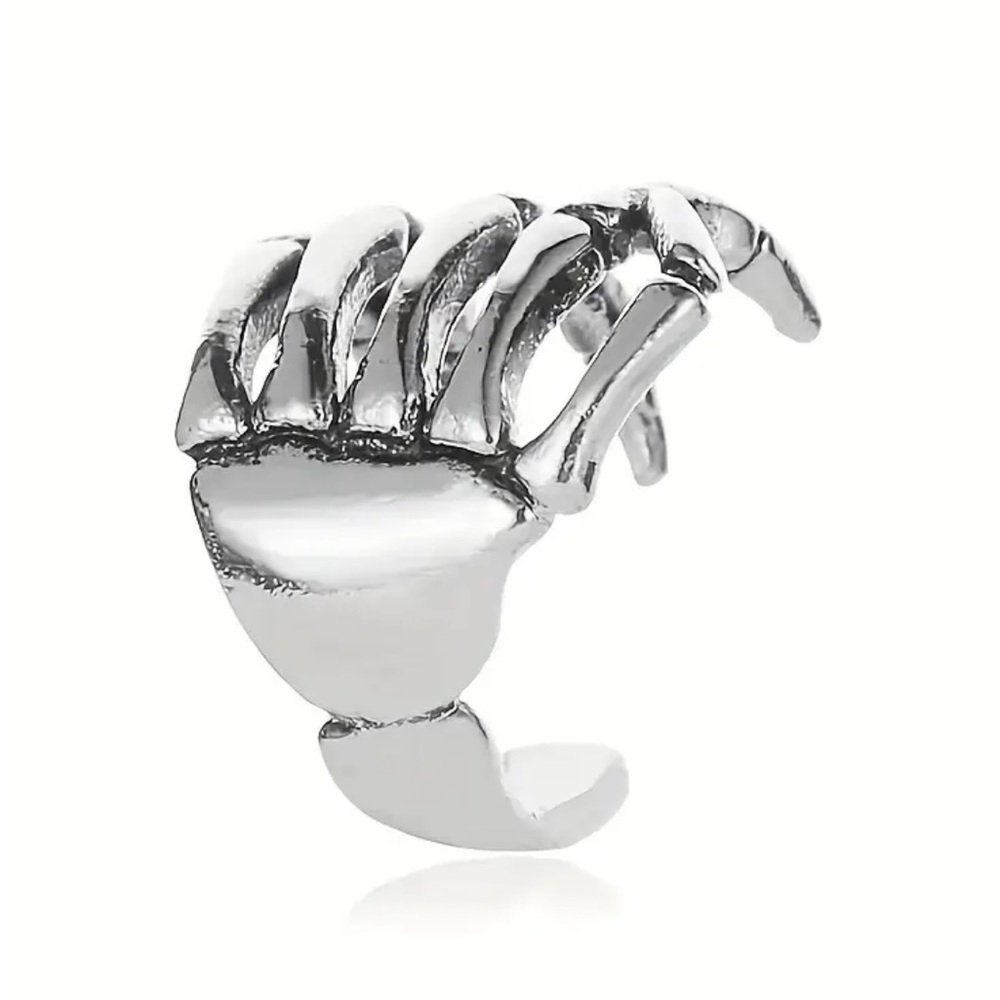 Sterling Silver Skeleton Hand Ear Cuff - Silver - Picture 7 of 7